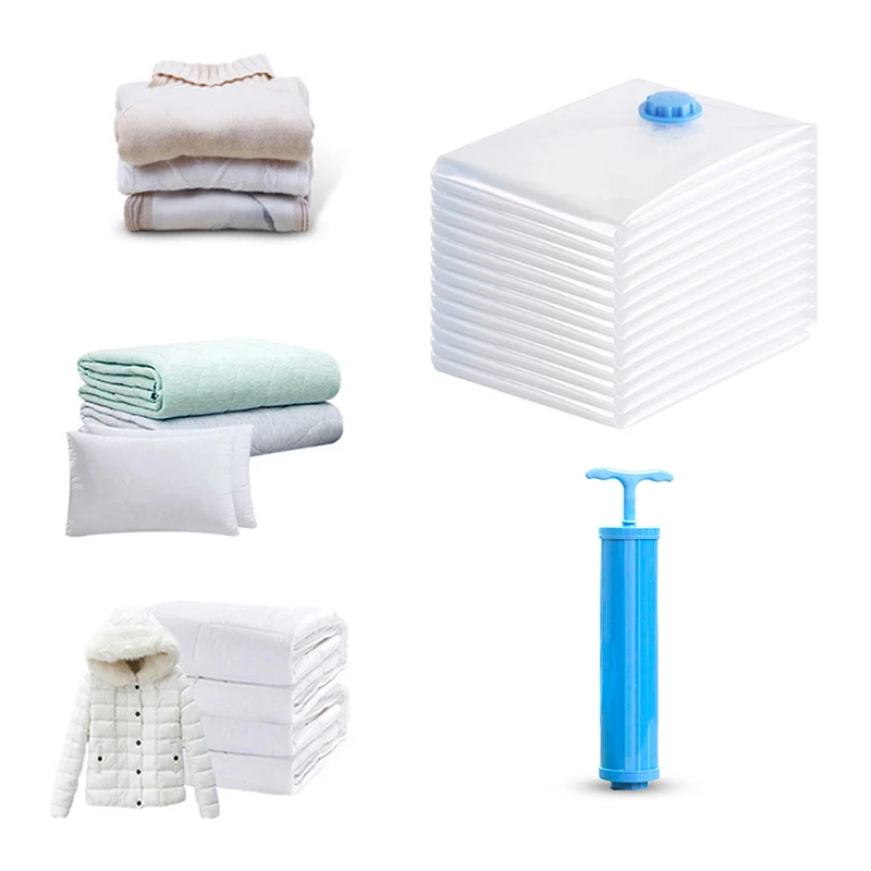 

Valved Moisture-proof Quilt Vacuum Compression Bag Clothes Storage Transparent Folding Travel Packing Organiser Bag