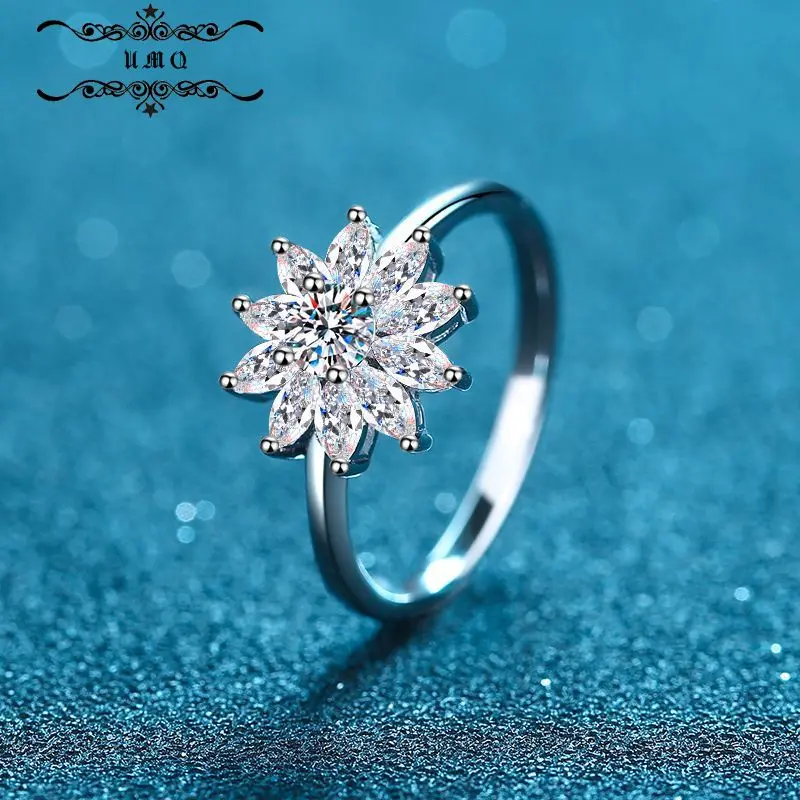 

Xdy925 Sterling Silver Ring Children's Personality Small Chrysanthemum Ring Special-shaped 1.3 Carat Morsonite Ring Tail Ring
