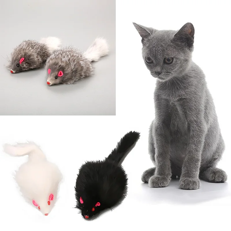 

1Pc Plush False Long-haired Tail Mouse Cat Toys Cute Light Funny Creative Interactive Soft Simulation Rattling Pet Supply