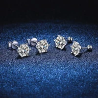 trendy 925 sterling silver 6 prong 0 2 2ct moissanite stud earrings screw back women jewelry diamond test pass ear studs gift