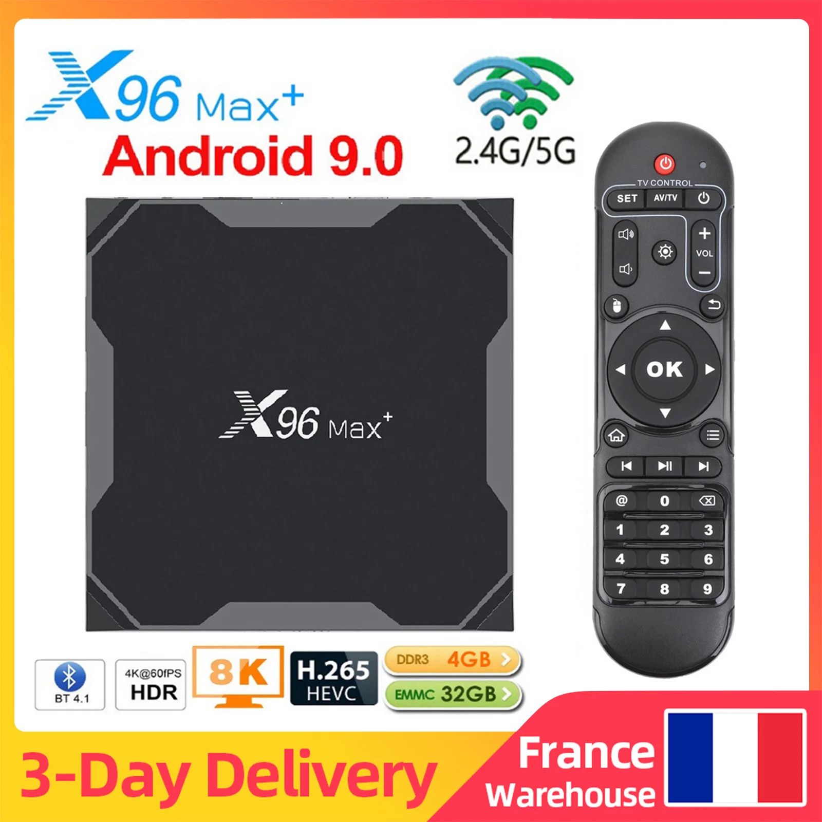 Dispositivo de TV inteligente X96 Max Plus, decodificador con Android 9,0, Amlogic 1000M, S905x3, 8K, reproductor multimedia, 4GB de RAM, 32GB de ROM, 5G/WIFI