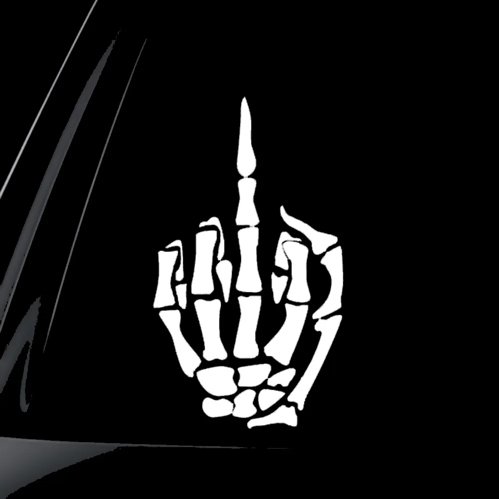 

Reflective film carved hollow body sticker skull middle finger