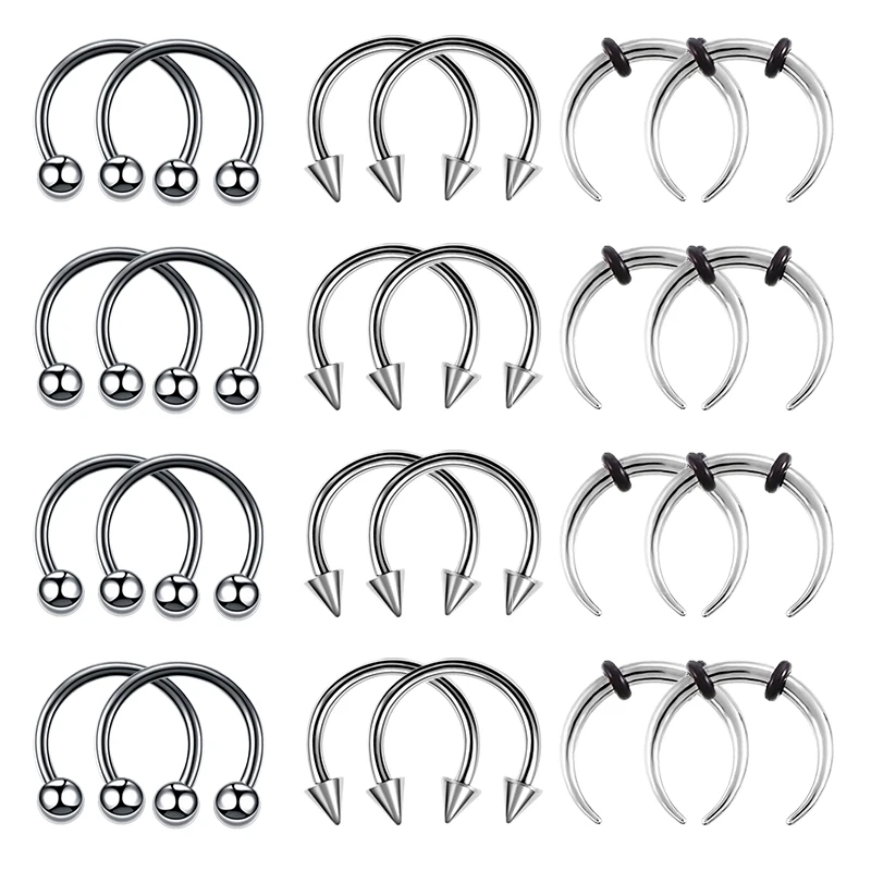 

24pc Stainless Steel Horseshoe Septum Piercing Lot Horseshoe Nose Piercing Ring Bulk Fake Nose Ring Horseshoe Earring Cartilage