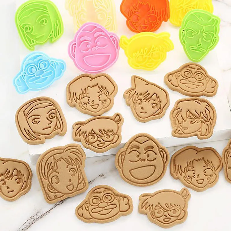 

1 Pcs New Japan Anime Detective Conan Biscuit Mould 3D Pressable Plastic Cookie Molds Cutter Kitchen Baking Tools Toys Gifts