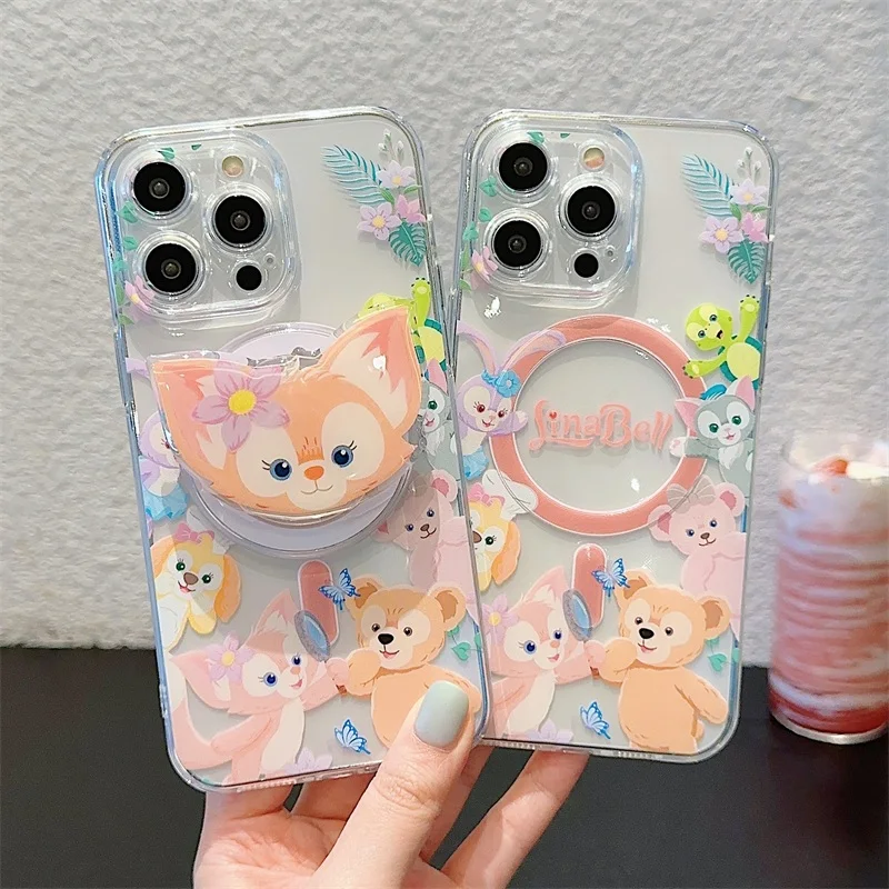 Прозрачный чехол Magsafe с беспроводной зарядкой Cute Lingna Belle Duffy Bear для iPhone 12 13 14 15 16 Pro