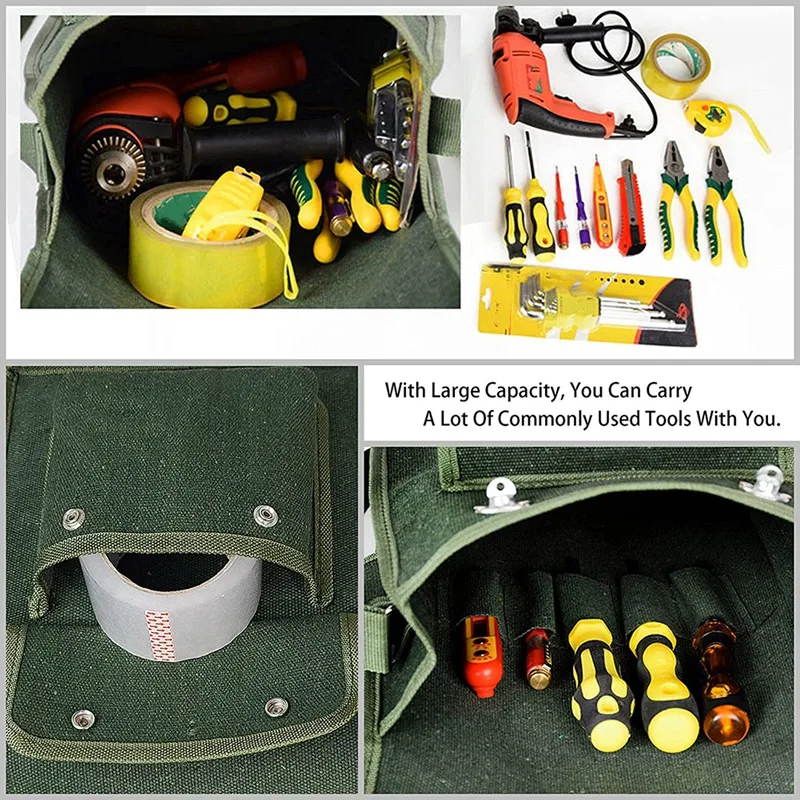 

Canvas Tool Bag, Shoulder Strap Small Tool Pouch, Maintenance Lineman Garden Wrench Screwdriver Organizer Bag