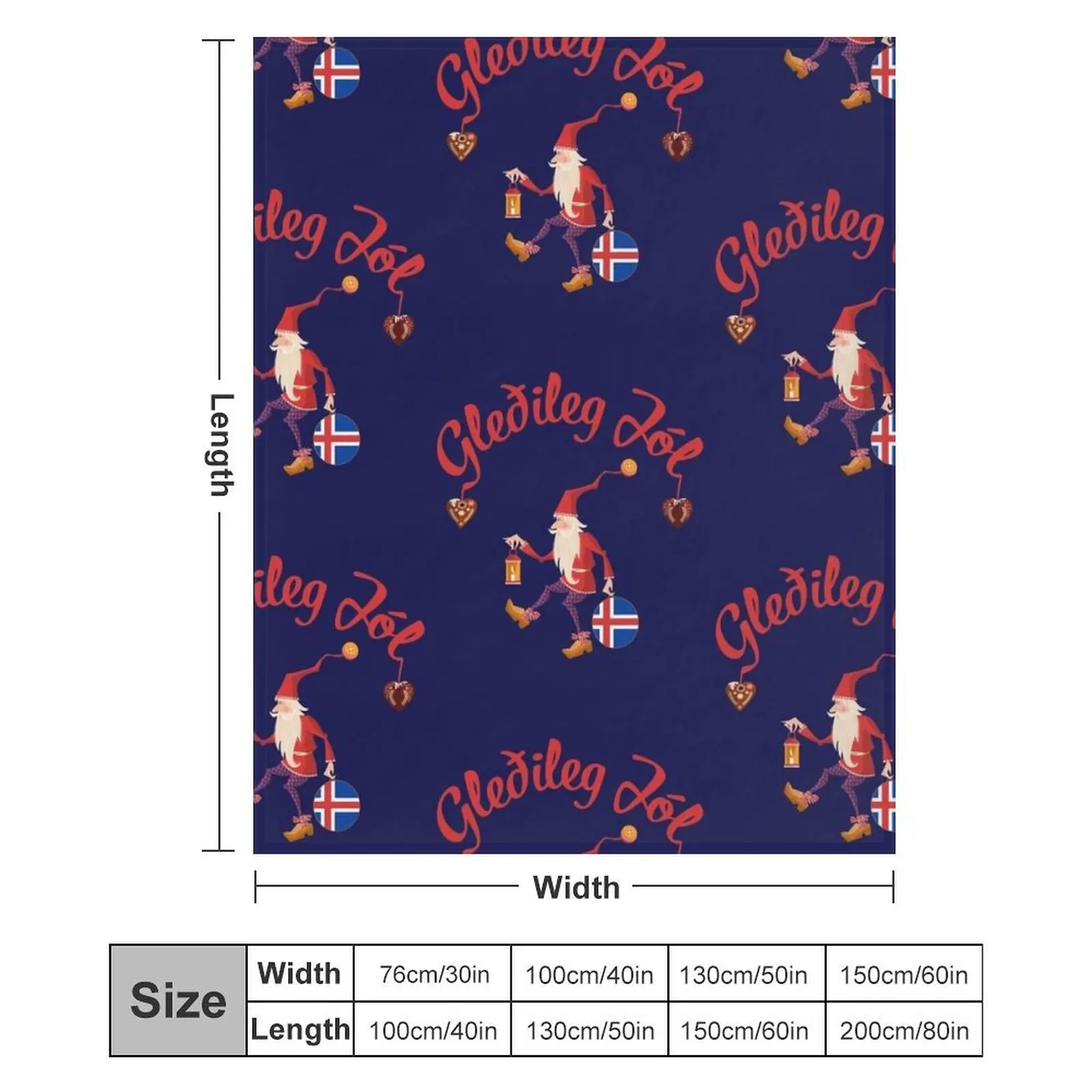 Новое одеяло Gledileg Jol с Исландским Рождеством и Исландическим флагом