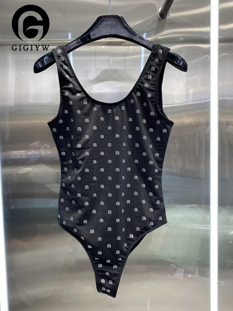 

Новинка весна-лето 2023 г., Модный Купальник GIGIYW Ван на весь экран, популярный облегающий купальник с алмазными буквами, 1 шт.