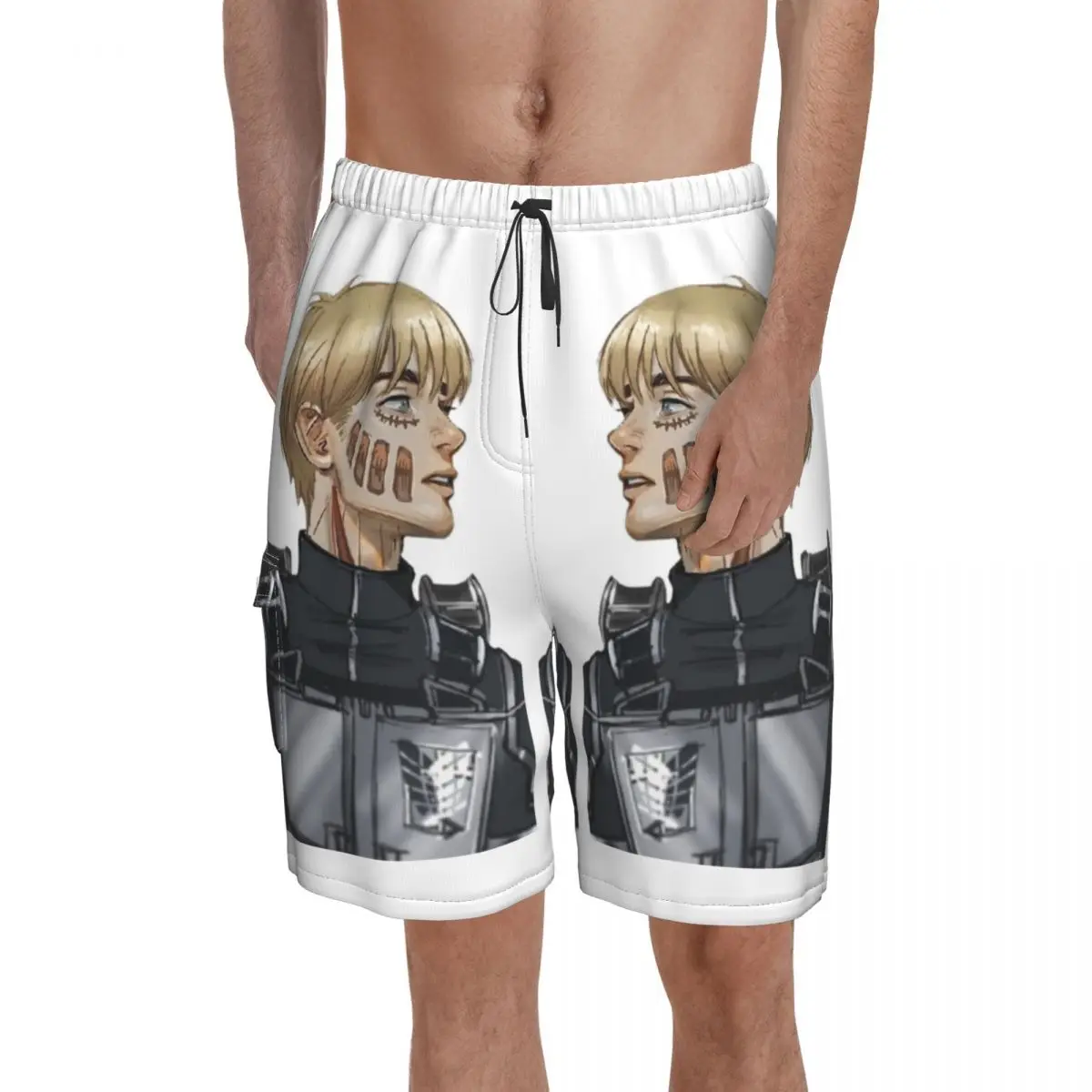 

Armin Arlert Board Shorts Hot cheerful hearted Attack On Titan Customs Beach Short Pants Men Elastic Waist Funny Swimming Trunks