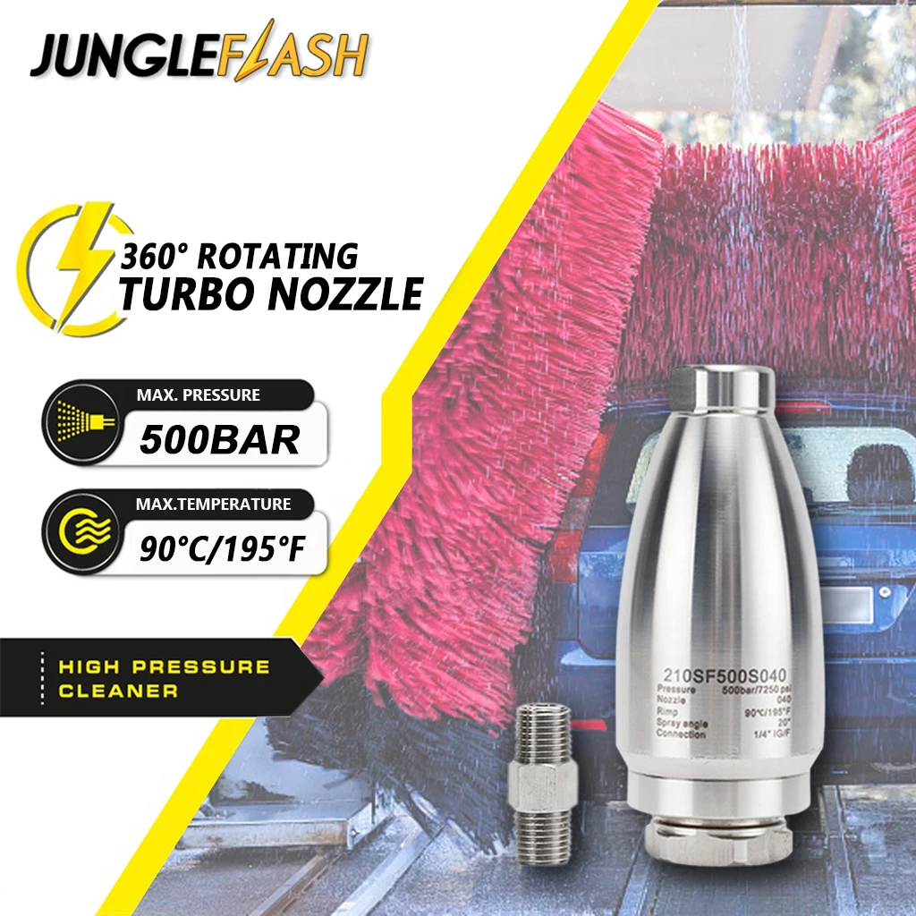 JUNGLEFLASH Turbo Nozzle for High Pressure Nozzle Rotating Nozzle for Hot and Cold Water 500Bar 7250PSI Car Wash Car Accessories