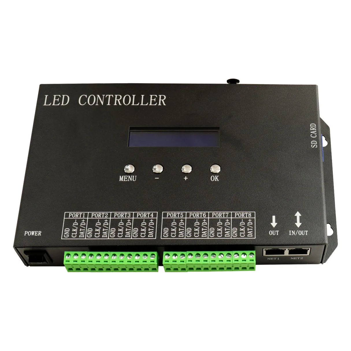 led 8 ports artnet controller,32 universes 5440 RGB pixels,4096 RGBW pixels,online to PC or offline SD card,DMX512 6 channels