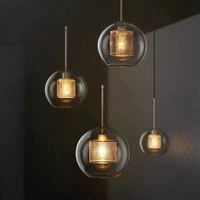 retro personality industrial style single head glass chandelier nordic postmodern dining table restaurant bar bedside lamp