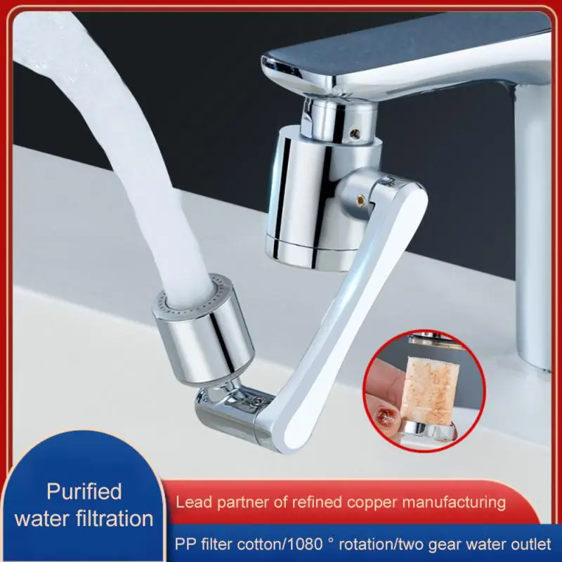 

Universal 1080° Rotation Extender Faucet Aerator Plastic Splash Filter Kitchen Washbasin Faucets Bubbler Nozzle Robotic Arm