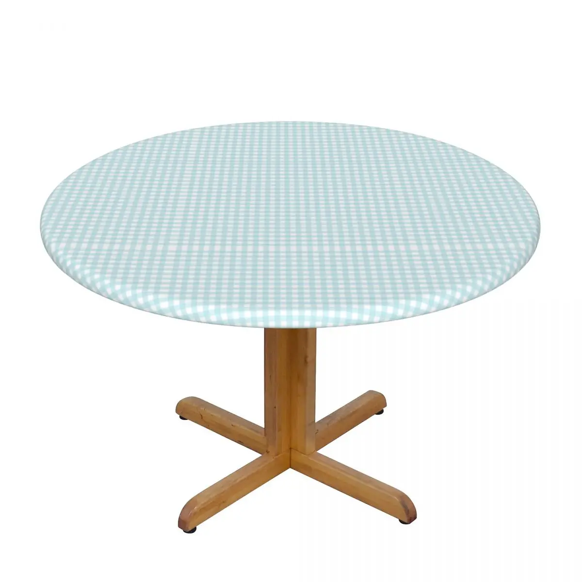 

Round Table Cover Cloth Protector Polyester Tablecloth Check Plaid Blue And White Fitted Table Cover with Elastic Edged