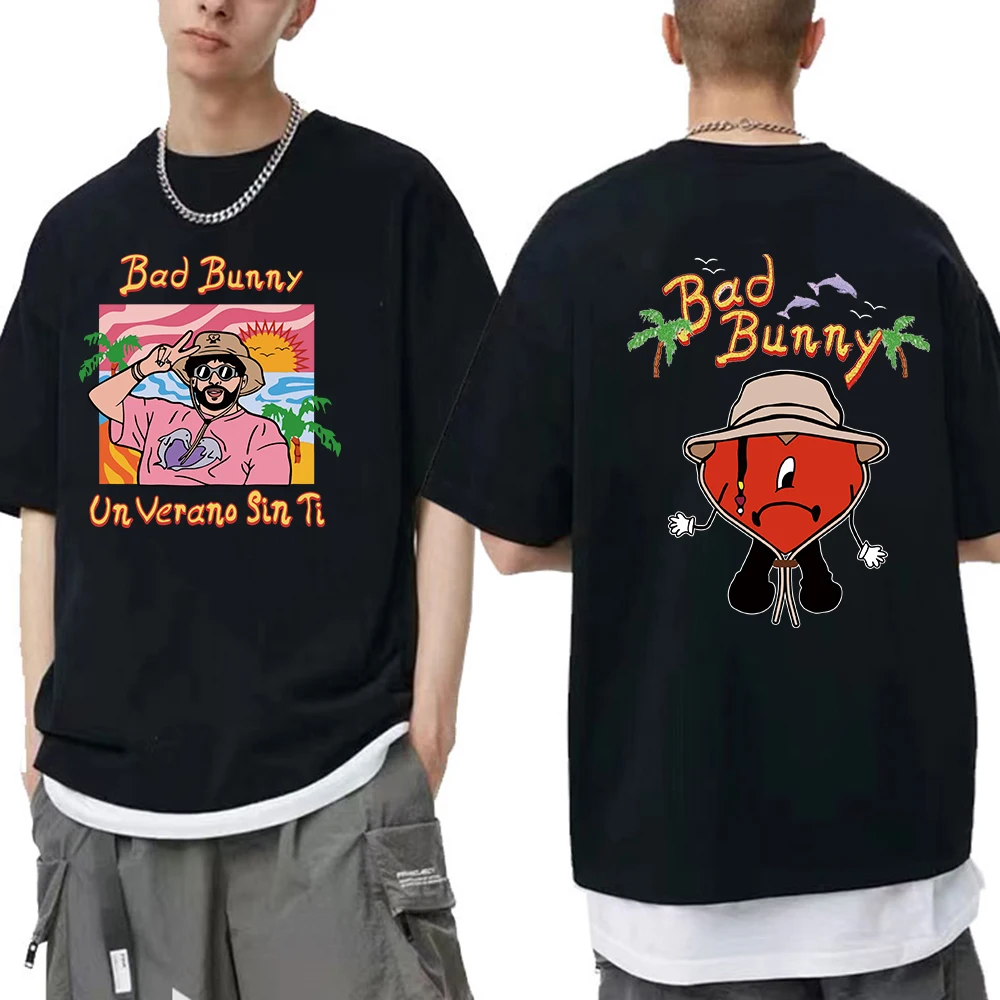 

2022 Bad Bunny Un Verano Sin Ti Graphics T Shirt Unisex Hip Hop T Shirts Music Album Double Sided Print Short Sleeve Tees