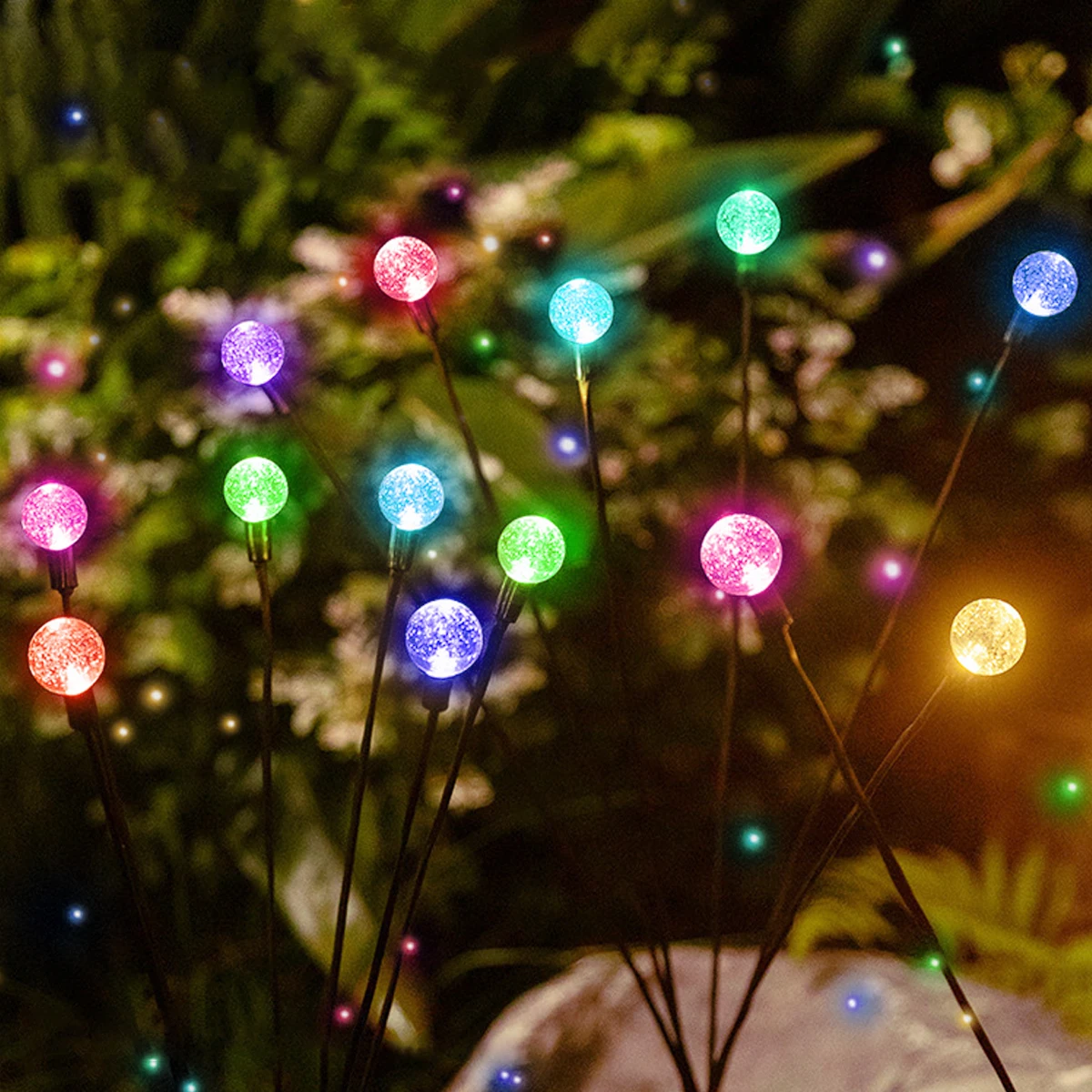 

2Pcs Solar Firefly Lights RGB Solar LED Light Outdoor Swaying Garden Lights IP65 Waterproof Firework Lawn Light for Yard Pathway