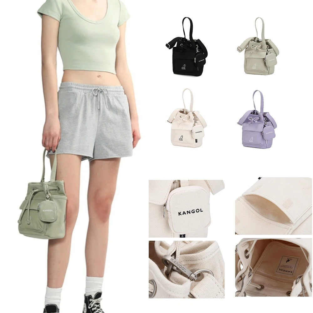 

Kangol 3902 с двойной пряжкой, плечевой ремень, стальная кость, британская утолщенная Холщовая Сумка, мини-сумка, сумка-ведро для воды, сумка на плечо