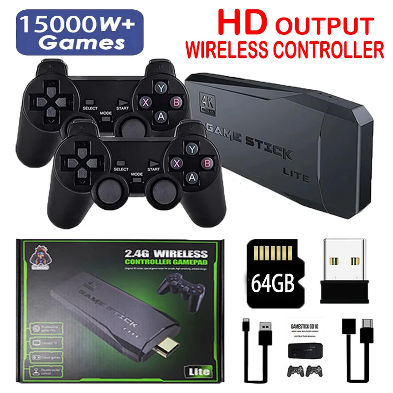 

Игровая консоль 4K HD 40000 игр для PS1/FC/GBA, Классическая Ретро ТВ игровая консоль 2,4G, двойной беспроводной контроллер, игровая приставка