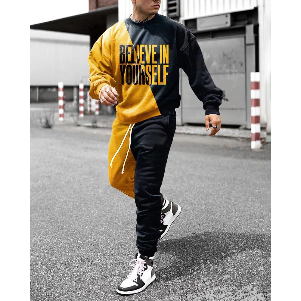 Spring Men's Tracksuit Casual Long Sleeve T-Shirt Trousers Set Fashion Jogging Suit Streetwear Male Outfit 3D Printing Clothing