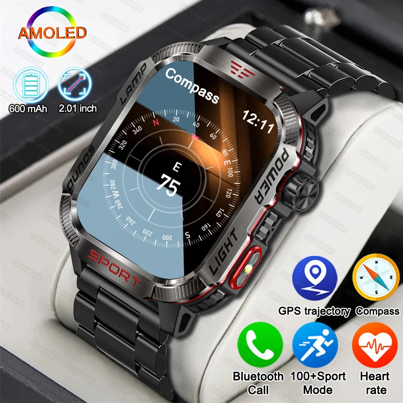 Мужские уличные военные Смарт-часы Xiaomi GPS трек Bluetooth звонки аккумулятор 600 мАч