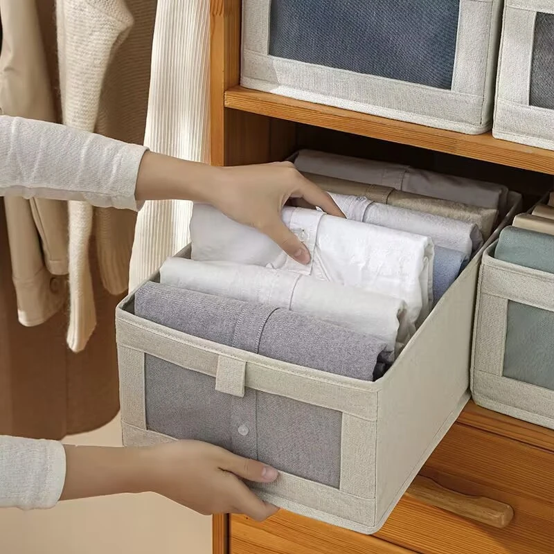 

Jeans Compartment Storage Box Closet Clothes Drawer Mesh Separation Box Stacking Pants Drawer Divider Can Washed Home Organizer