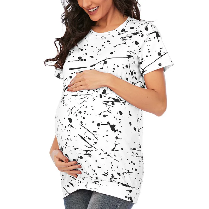 

Maternity Clothes Tie Dyed Pregnant Women's Short Sleeve T-Shirt Large Pregnant Women's Top Maternity Tops Pregnant Clothes