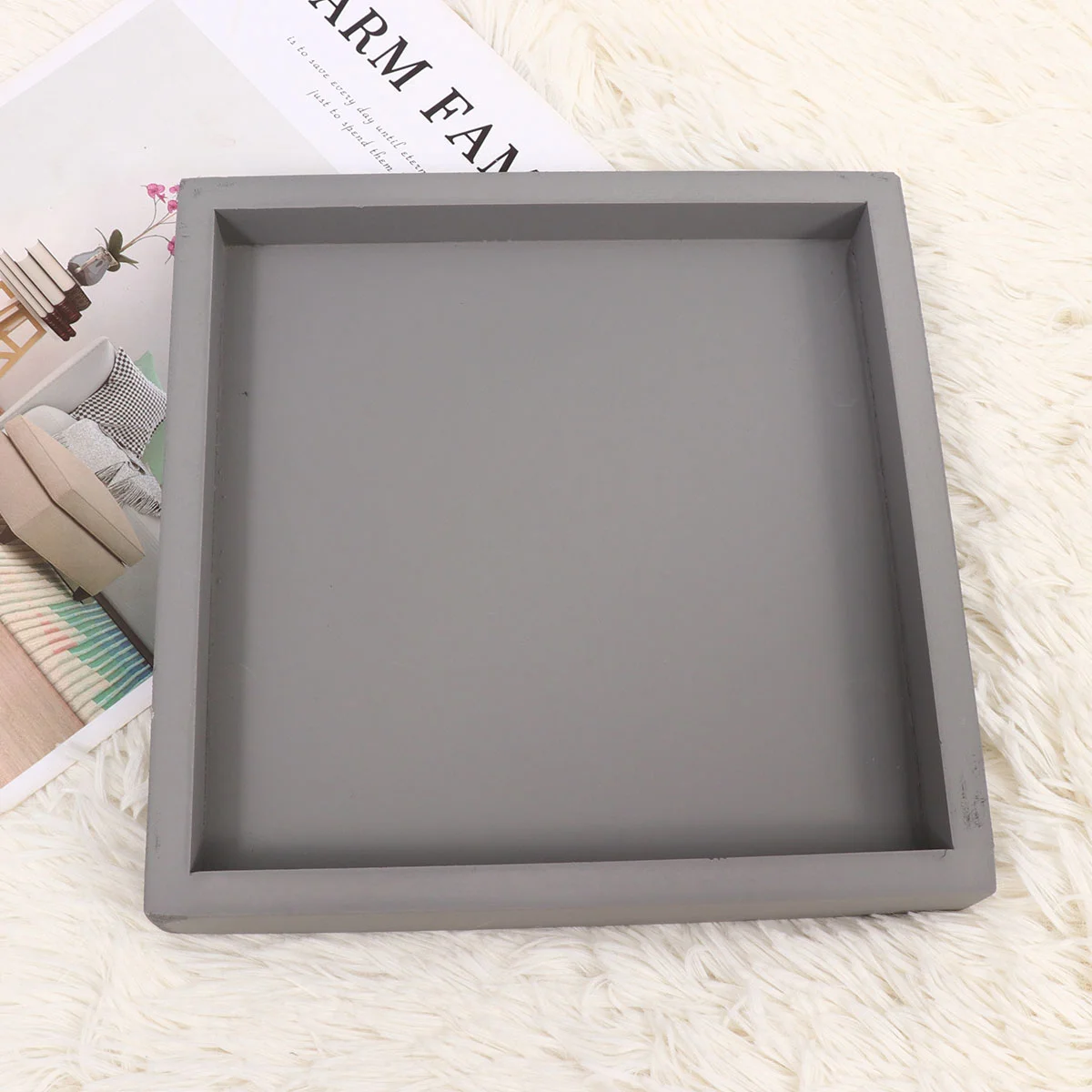 

Ceramic Pot Square Imitation Cement Planter Tray Plastic Plants Small Flowerpot