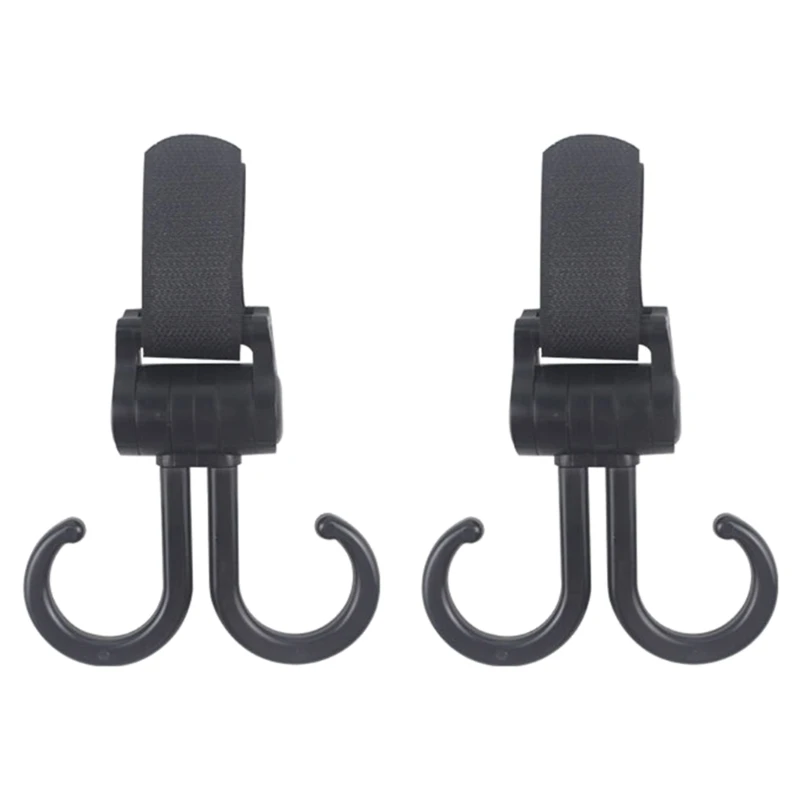

2-Piece Double Stroller Swivel Hooks Purse & Diaper Bag Hanger 360° Rotation