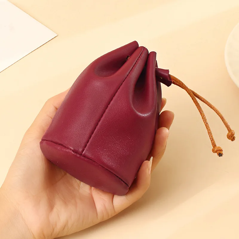 

Женские винтажные маленькие сумки для хранения из натуральной воловьей кожи, кошельки для монет, чехлы, кошельки на шнурке, подарки для дево...