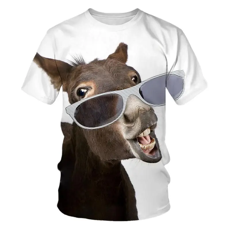 Hip-hop Funny Summer Men's T-shirt Cute Little Donkey 3D Printing Fashion Alternative Short-sleeved All-match Quick-drying Shirt