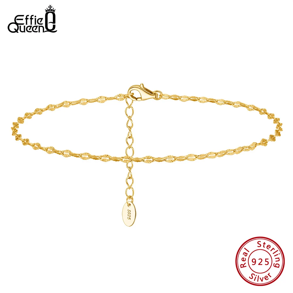 

Effie Queen 14K Gold Simple 2mm Butterfly Chain Anklet for Women Girls Fashion Summer Beach Foot Bracelet Anklets Jewelry SA40