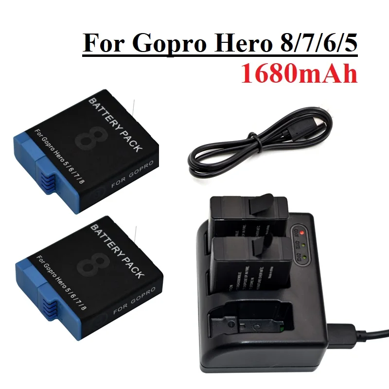 

Для GoPro Hero8/7/6/5 черный аккумулятор 3,85 В 1680 мАч или тройное зарядное устройство для Go Pro Hero8 Hero7 Hero6 Hero5 черный Аккумулятор для камеры