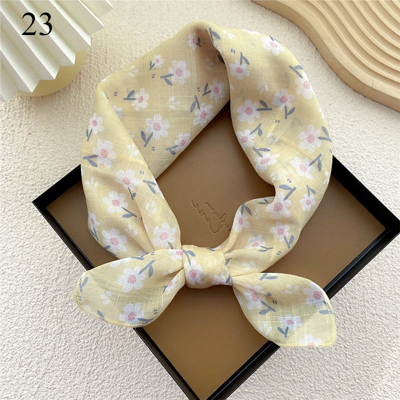 

58cm Print Cotton Linen Scarf Headscarf Bandana Scarf Square Scarf Paisley Headband Small Shawl Headscarf DIY Plaid Neck Scarves