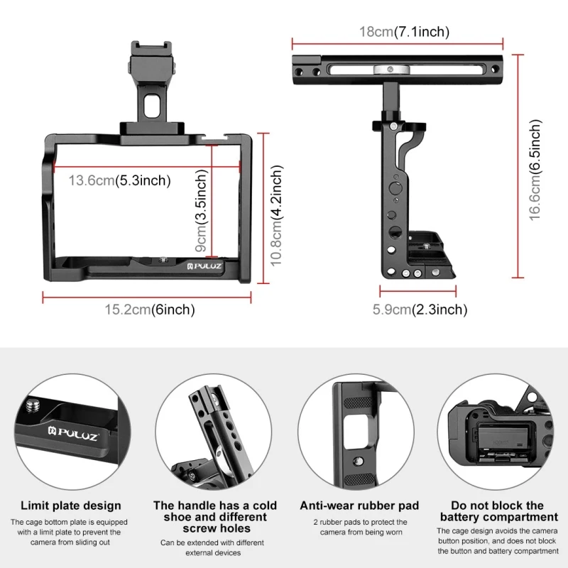 PULUZ профессиональная защитная клетка из алюминиевого сплава для видеокамеры с