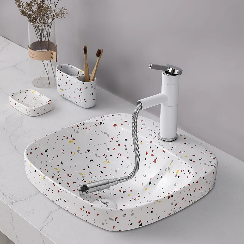 

Counter Basin Semi-Embedded Wash Basin Bathroom Personality Inter-Platform Basin Nordic Creative Ceramic Washbasin Home Balcony