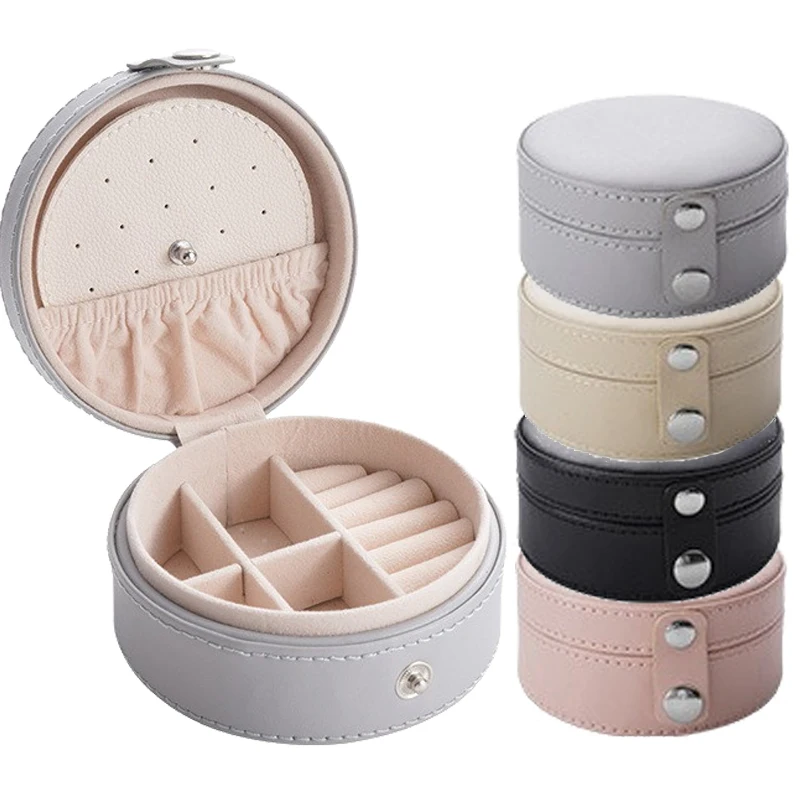 

Pu Leather Travel Jewelry Box Organizer Small Portable Travel Jewelry Packaging Case Mini Necklace Earrings Rings Display Holder