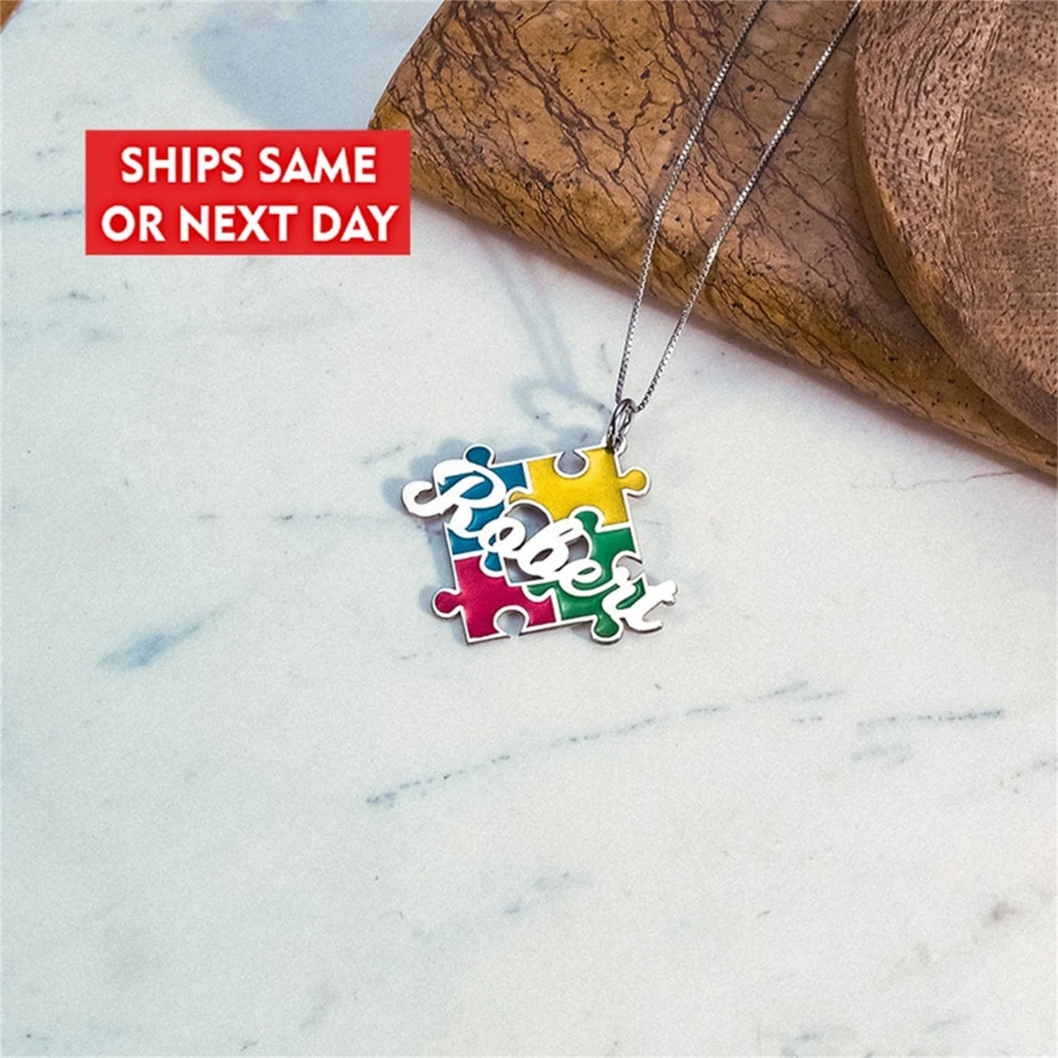 

Autism Puzzle Necklace Stainless Steel Enamel Autism Name Necklace Awareness Necklace Personalized Name Pendant Women Jewelry