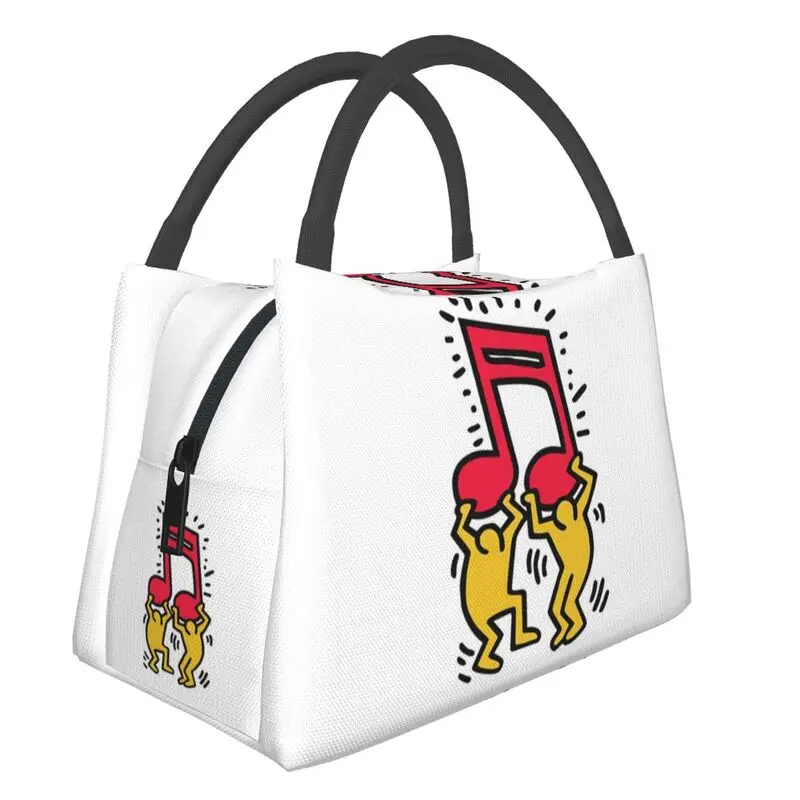 

Pop Human Art Insulated Lunch Tote Bag for Women Abstract Geometric Haring Keiths Resuable Cooler Thermal Bento Box