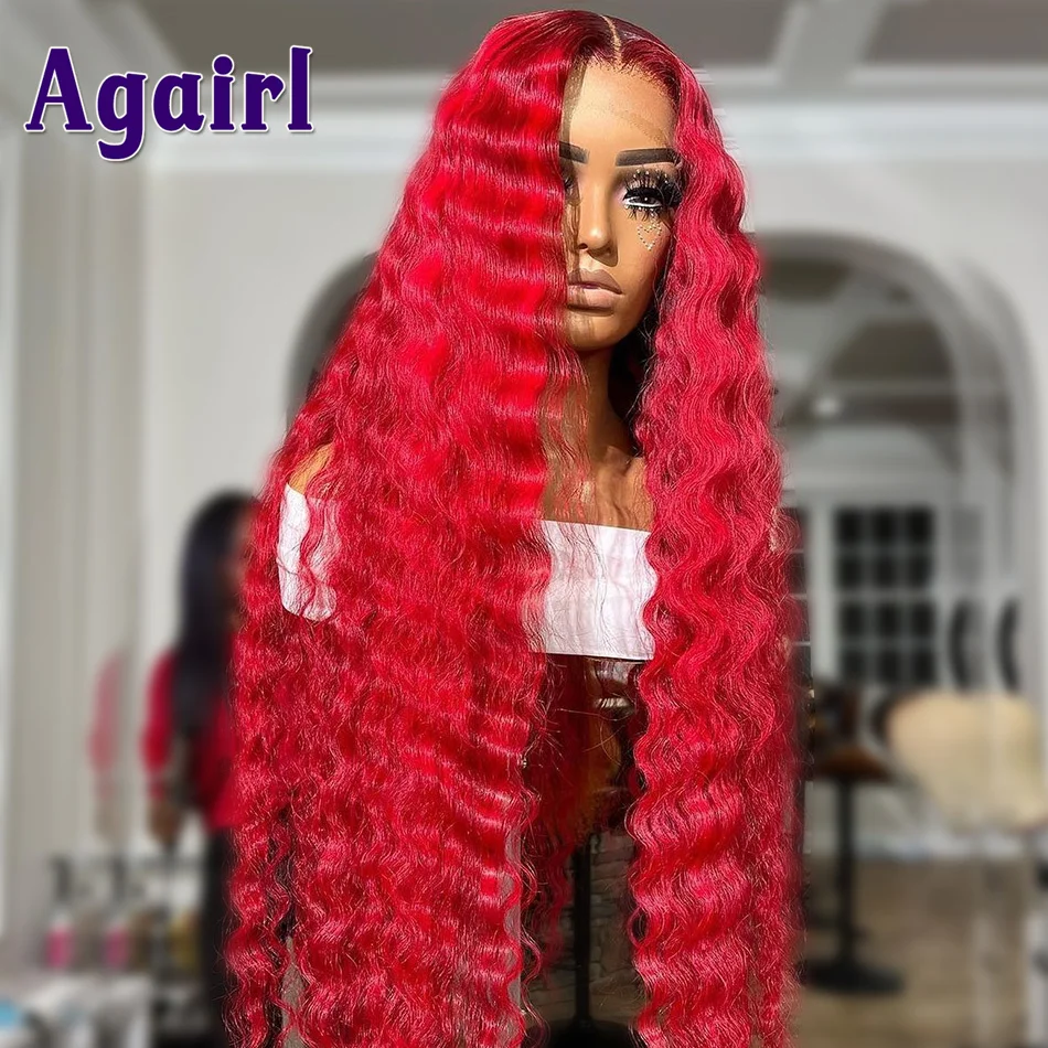 13x6 Lace Frontal Wigs Red Loose Deep Wave Lace Front Wigs Red Orange Human Hair Wigs Brazilian HD Transparent 13x4 Lace Wigs