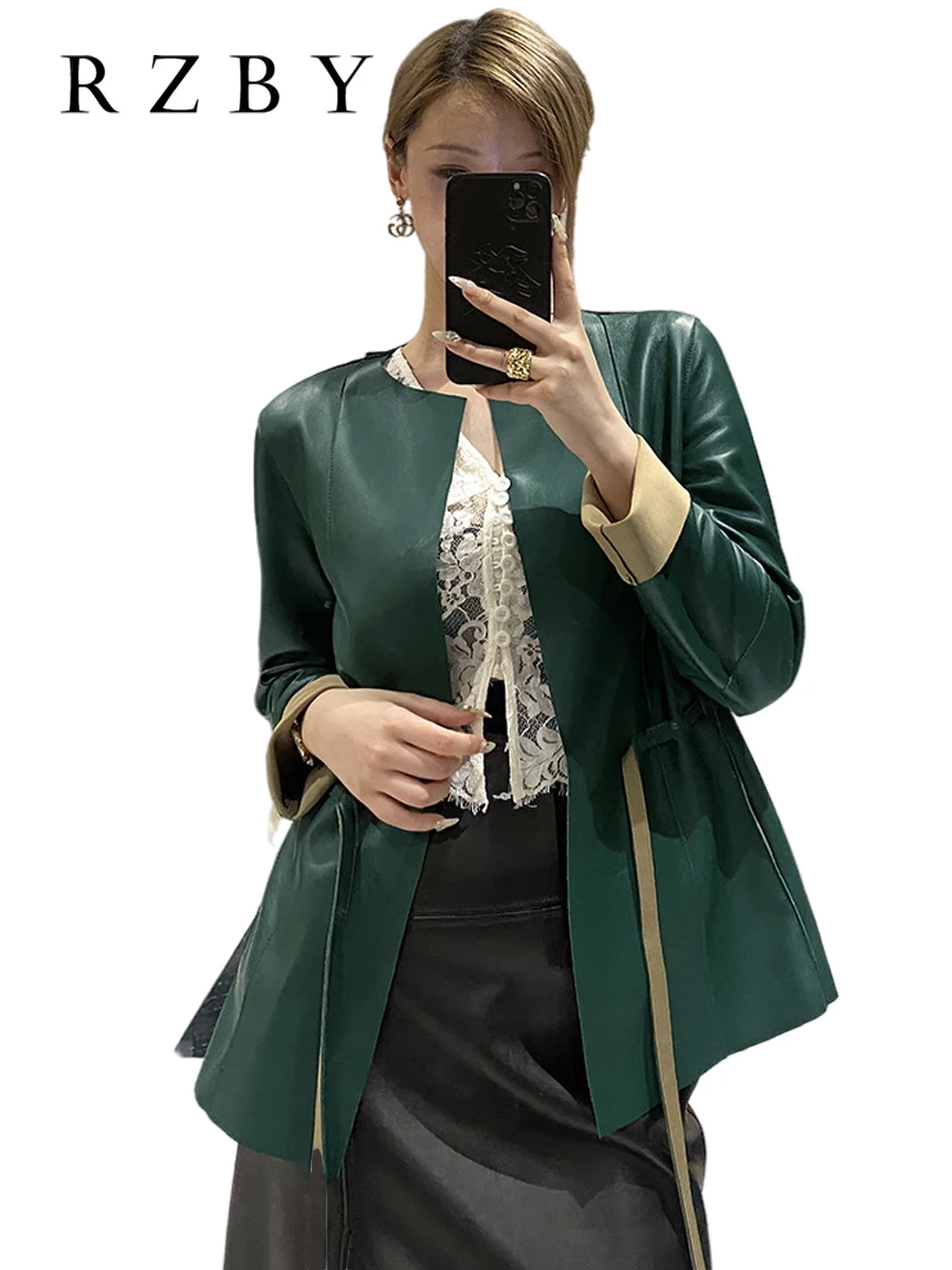 100% натуральная овчина женская куртка из натуральной кожи с поясом Свободная