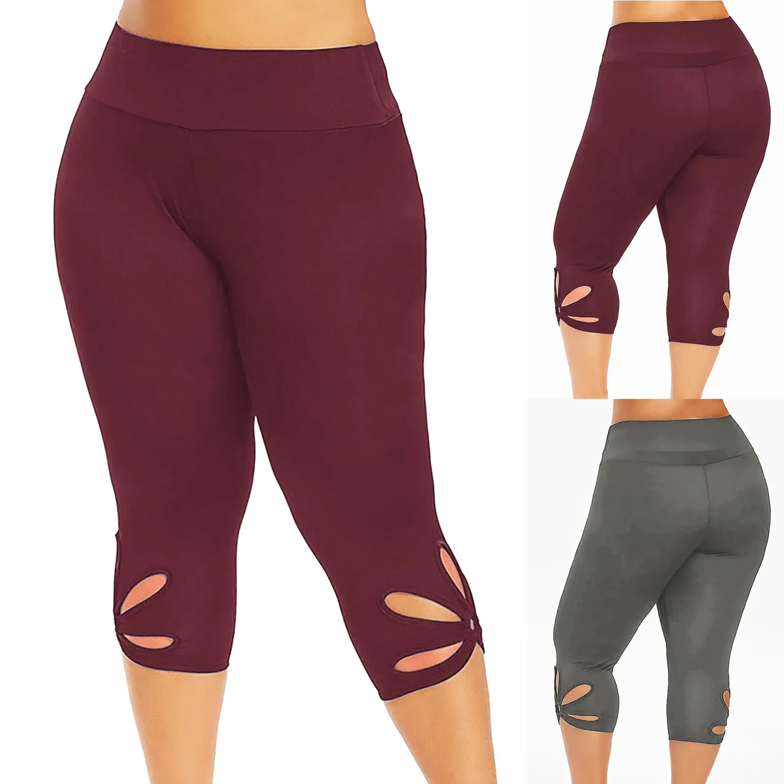 

Women Solid Hollow Leggings Fashion Elastic Waist Pants Casual Pants Slimming Leggings