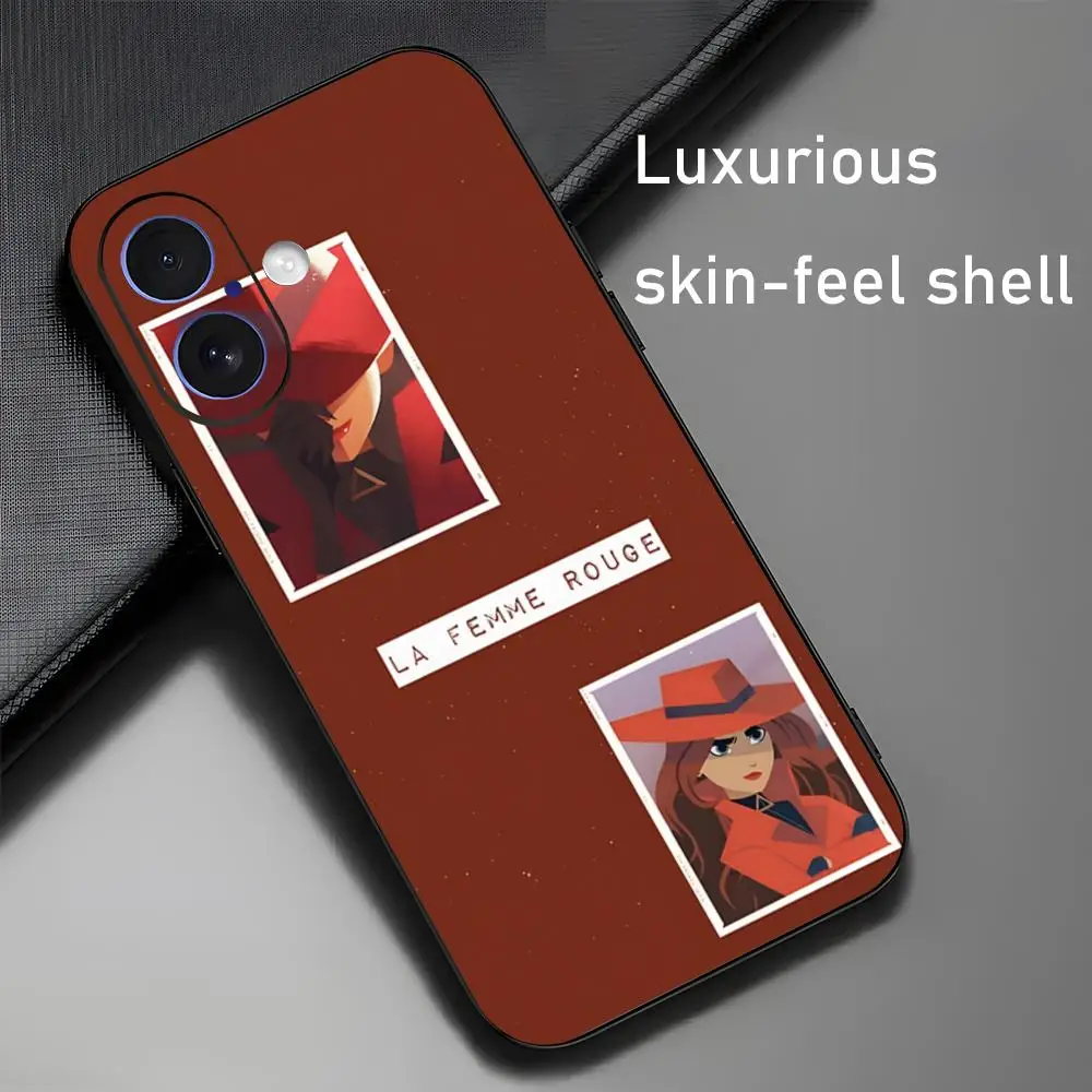 Фото Чехол для телефона Hot Carmen Sandiego с рисунком для iPhone 16, 15, 14, 13, 12, 11 X XR XS 8 Plus Mini Pro Max, мягкий черный противоударный чехол №2