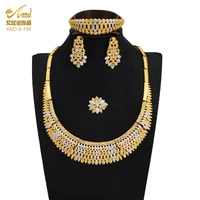 african dubai 24k gold plated filled india bridal jewelry set wedding party gifts necklace bangle earrings ring sets jewellery