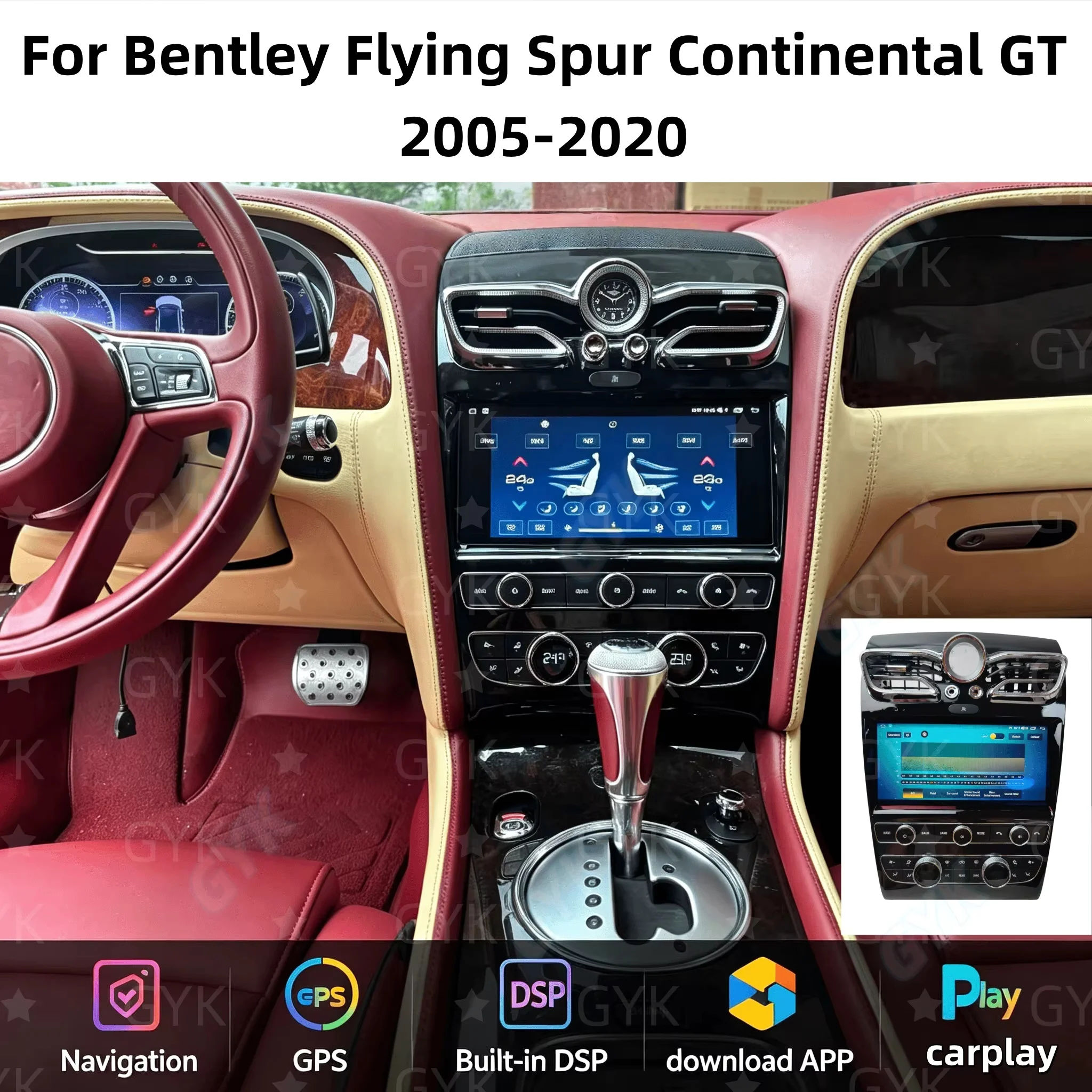 Фото 10,9-дюймовый мультимедийный Android Auto головной блок для Bentley Flying Spur Continental GT 2005-2020, радио, CarPlay, Bluetooth, сенсорный экран №1