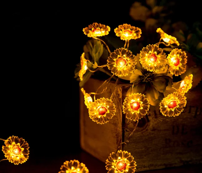 

Светодиодная медная проволочная лампа в форме маргаритки, декоративная креативная садовая лампа