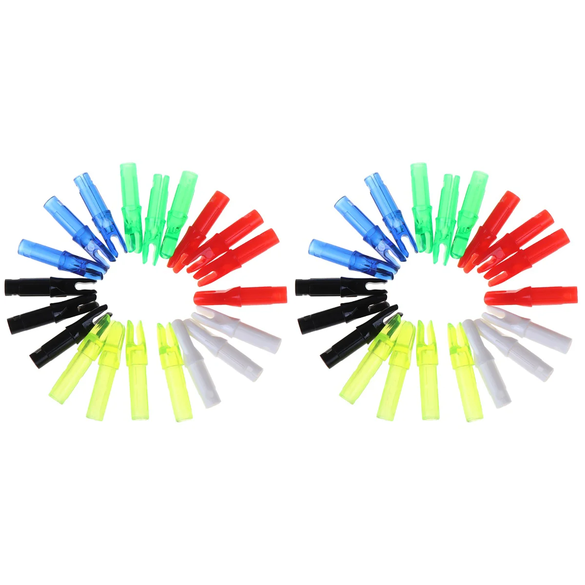 

2 Sets 20pcs Archery Hunting Compound Bow Plastic Arrow Insert Arrow Tail Sleeve Fitting 62mm (Mixed Color)