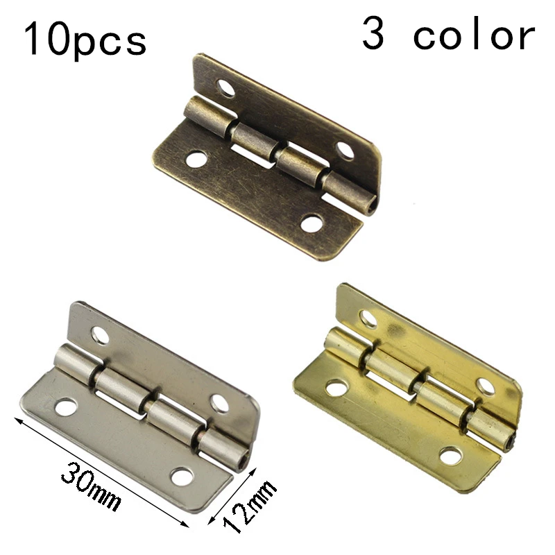 10pcs Antique Bronze/Silver/Gold Cabinet Hinge Jewelry Wood Boxes Luggage Furniture Connectors Hinges For Decoration Hardware