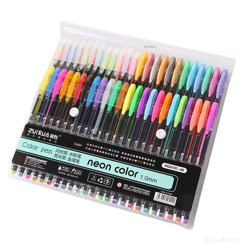 

12Pcs/Set Gel Pen Set Glitter Gel Pens For School Office Adult Coloring Book Journals Drawing Doodling Art Markers Promotion Pen