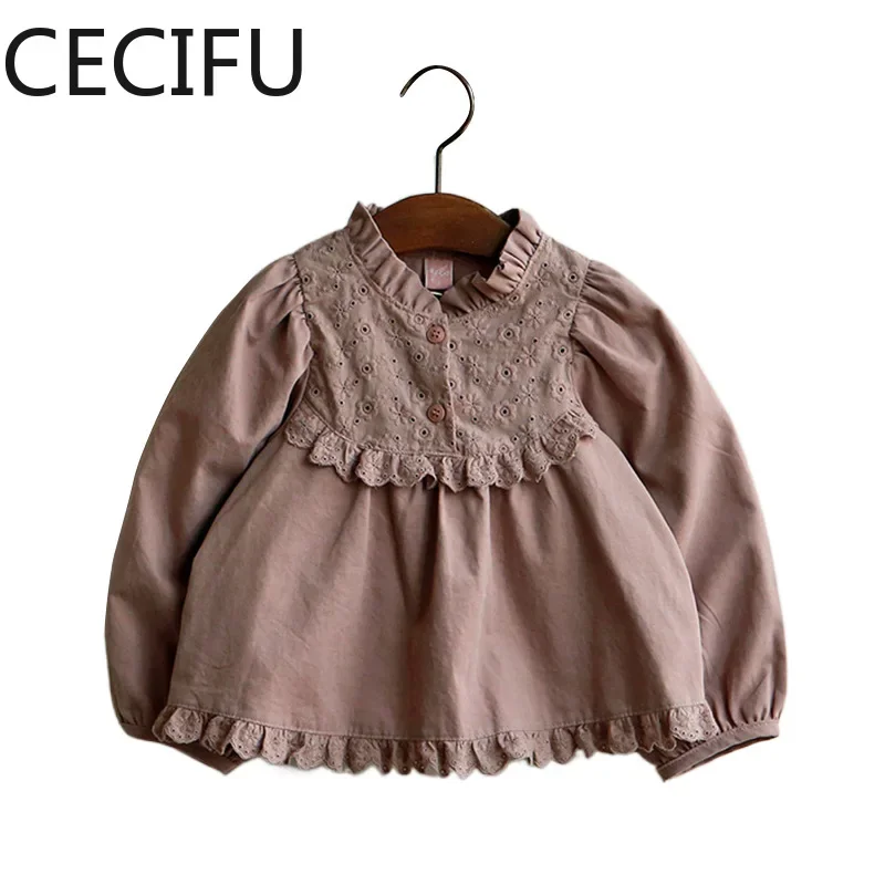 Рубашка для девочек весна-осень новинка милая и удобная однотонная хлопковая