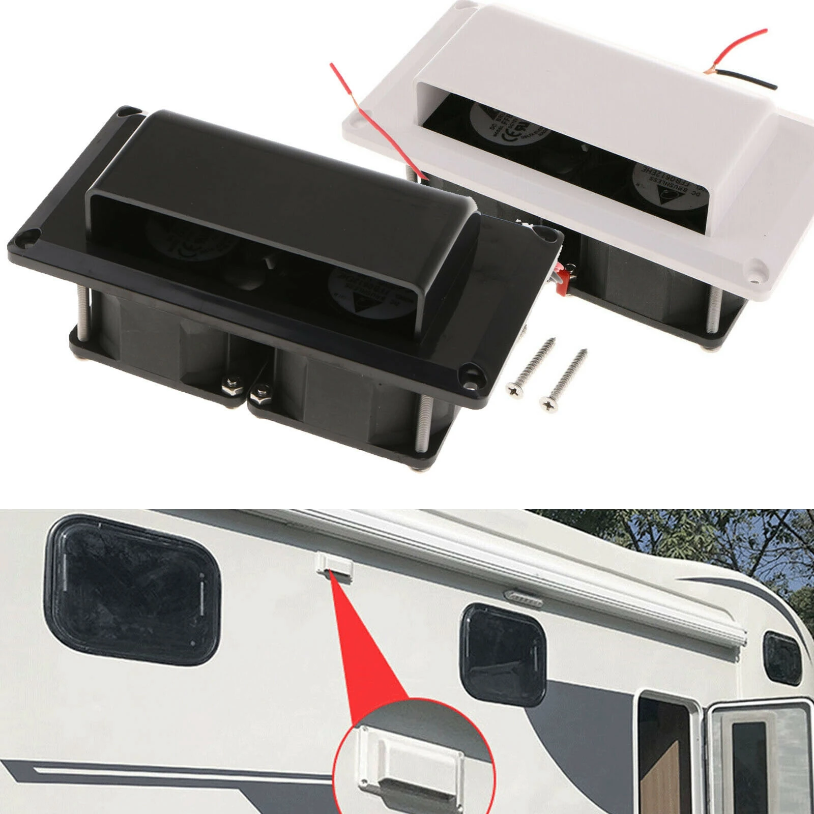 

DC12V 25W RV Side Air Vent Caravan Motorhome Trailer Side Air Vent Ventilation Exhaust Fan for Camper Trailer Boat Marine Yacht